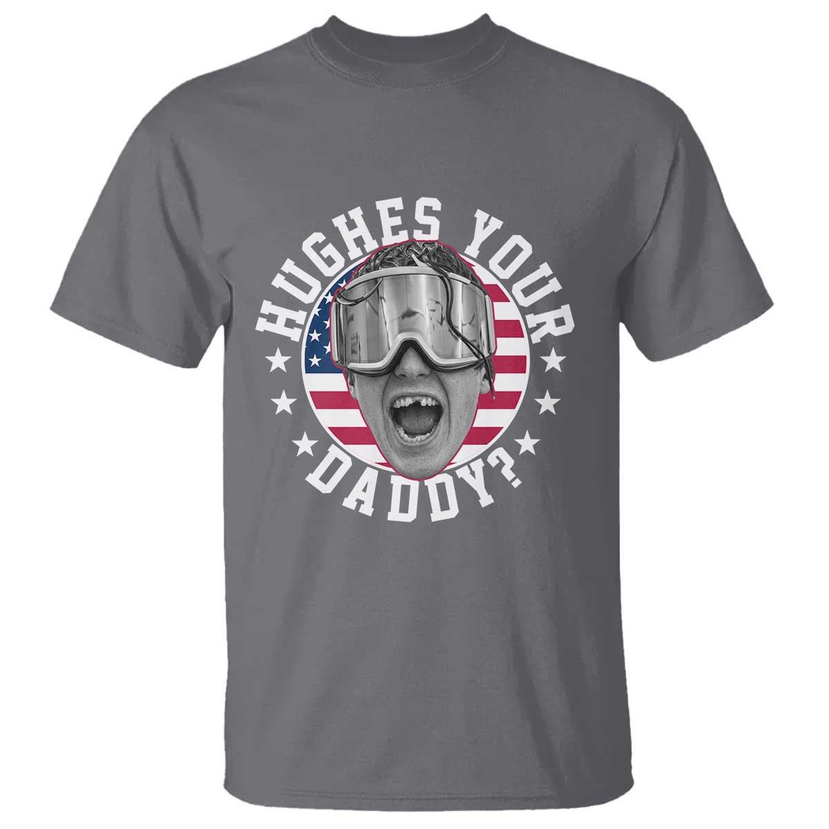 Funny Hughes Your Daddy Ice Hockey Fan T Shirt Golden Goal Champions Celebration TS14 Charcoal Print Your Wear