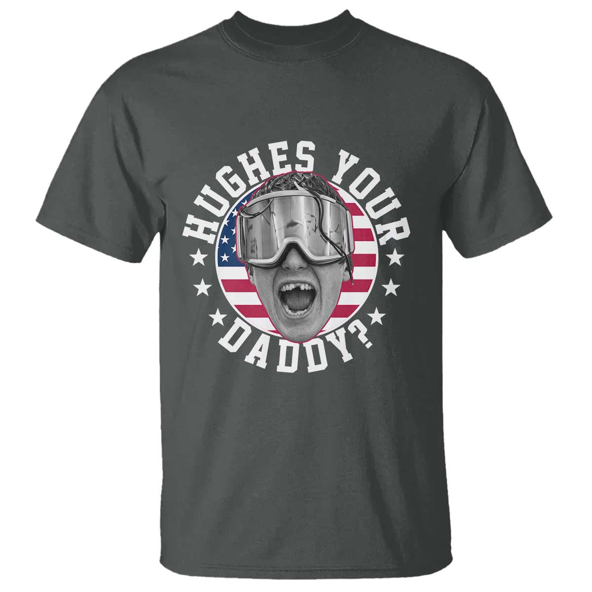 Funny Hughes Your Daddy Ice Hockey Fan T Shirt Golden Goal Champions Celebration TS14 Dark Heather Print Your Wear