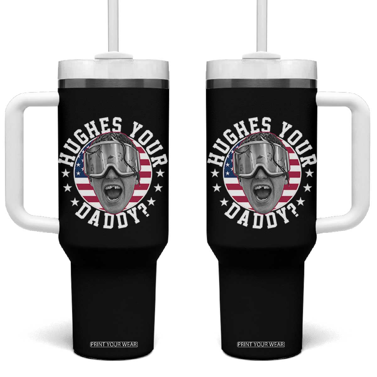 Funny Hughes Your Daddy Ice Hockey Fan Tumbler With Handle Golden Goal Champions Celebration TS14 One Size: 40 oz Black Print Your Wear