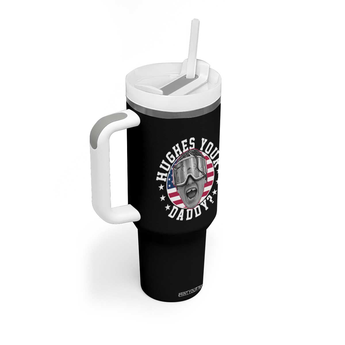 Funny Hughes Your Daddy Ice Hockey Fan Tumbler With Handle Golden Goal Champions Celebration TS14 Print Your Wear