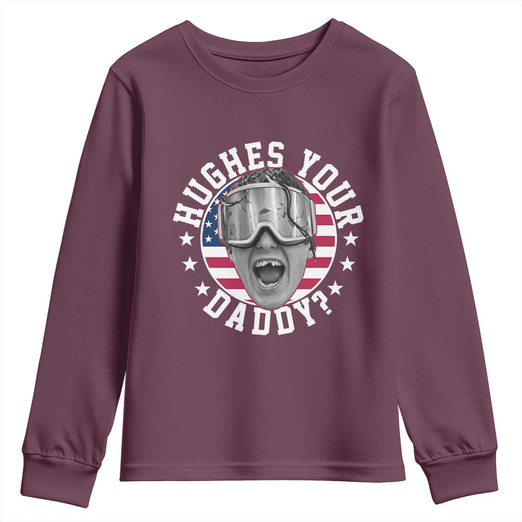 Funny Hughes Your Daddy Ice Hockey Fan Youth Sweatshirt Golden Goal Champions Celebration TS14 Maroon Print Your Wear