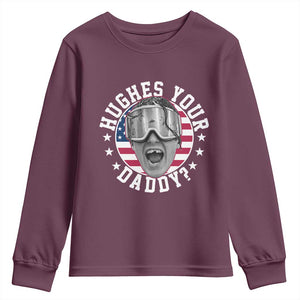 Funny Hughes Your Daddy Ice Hockey Fan Youth Sweatshirt Golden Goal Champions Celebration TS14 Maroon Print Your Wear