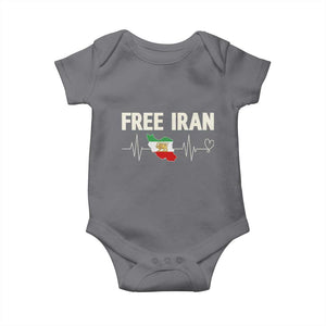 Free Iran Flag Baby Onesie Support Iranian Freedom TS14 Charcoal Print Your Wear
