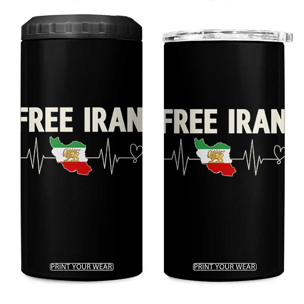 Free Iran Flag 4 in 1 Can Cooler Tumbler Support Iranian Freedom TS14 One Size: 16 oz Black Print Your Wear