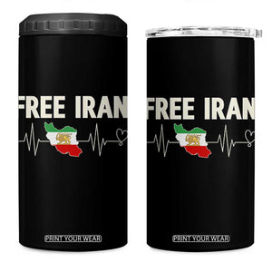 Free Iran Flag 4 in 1 Can Cooler Tumbler Support Iranian Freedom TS14 One Size: 16 oz Black Print Your Wear