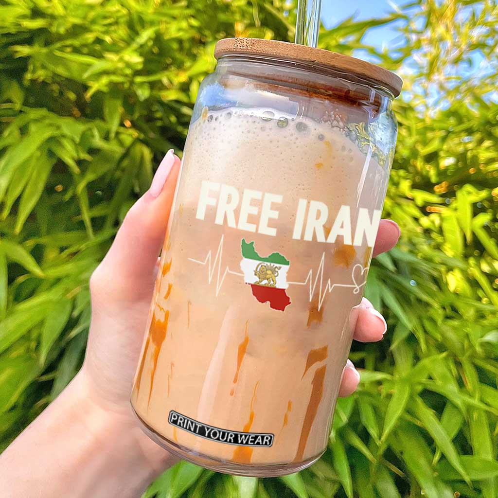 Free Iran Flag Glass Can Support Iranian Freedom TS14 Black Print Your Wear