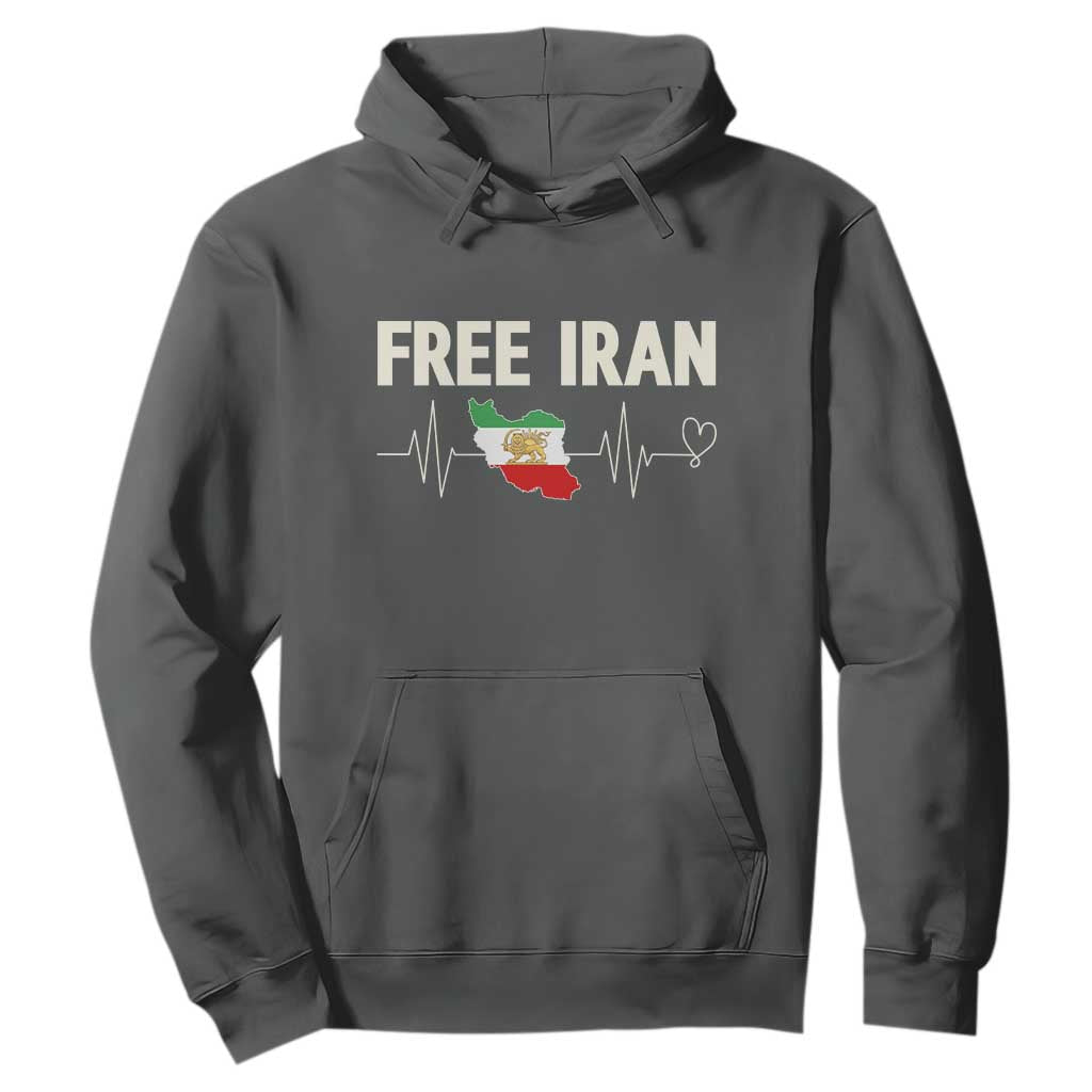 Free Iran Flag Hoodie Support Iranian Freedom TS14 Dark Heather Print Your Wear