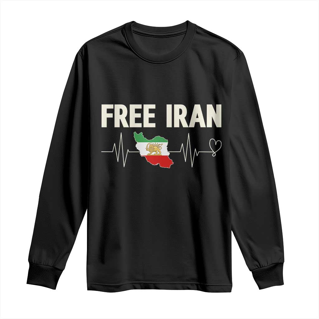Free Iran Flag Long Sleeve Shirt Support Iranian Freedom TS14 Black Print Your Wear