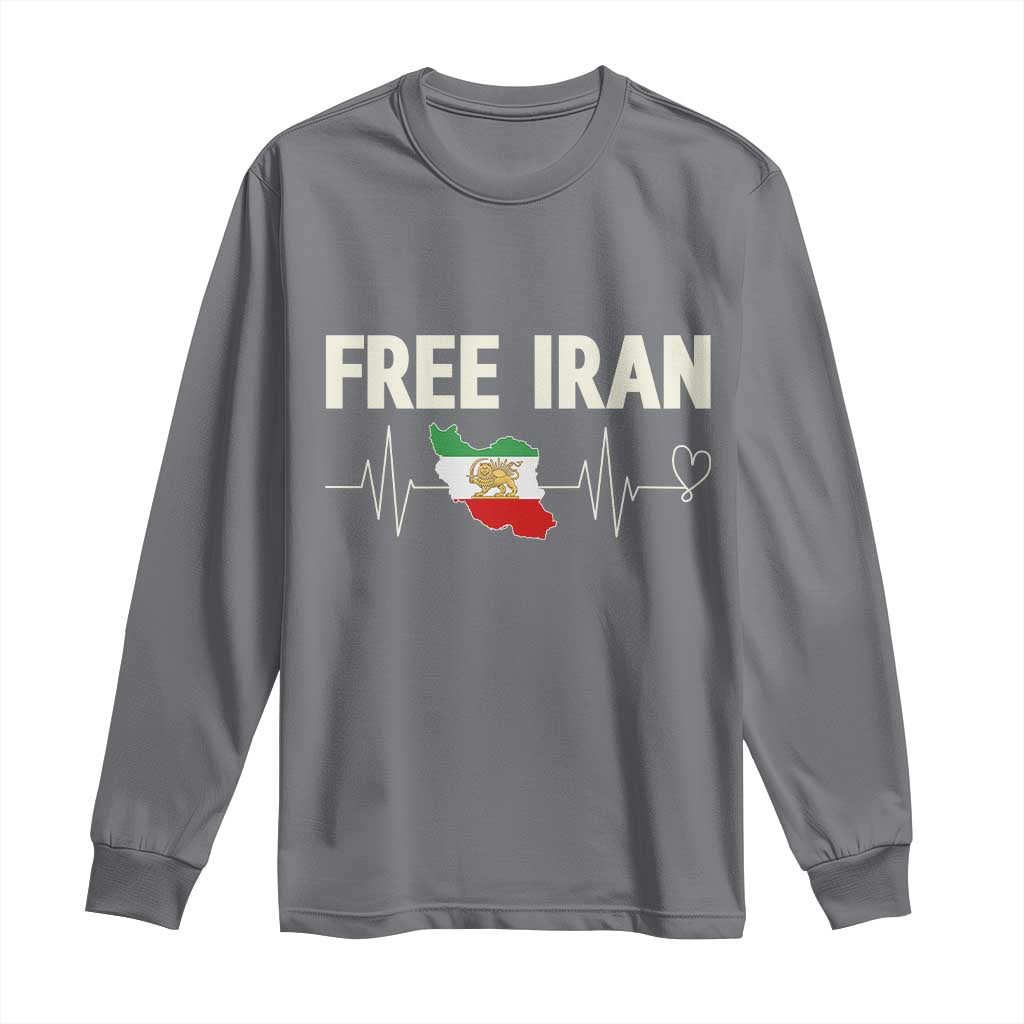 Free Iran Flag Long Sleeve Shirt Support Iranian Freedom TS14 Charcoal Print Your Wear