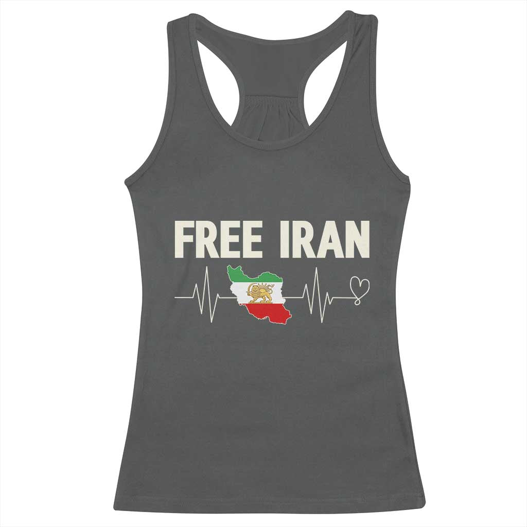 Free Iran Flag Racerback Tank Top Support Iranian Freedom TS14 Dark Heather Print Your Wear