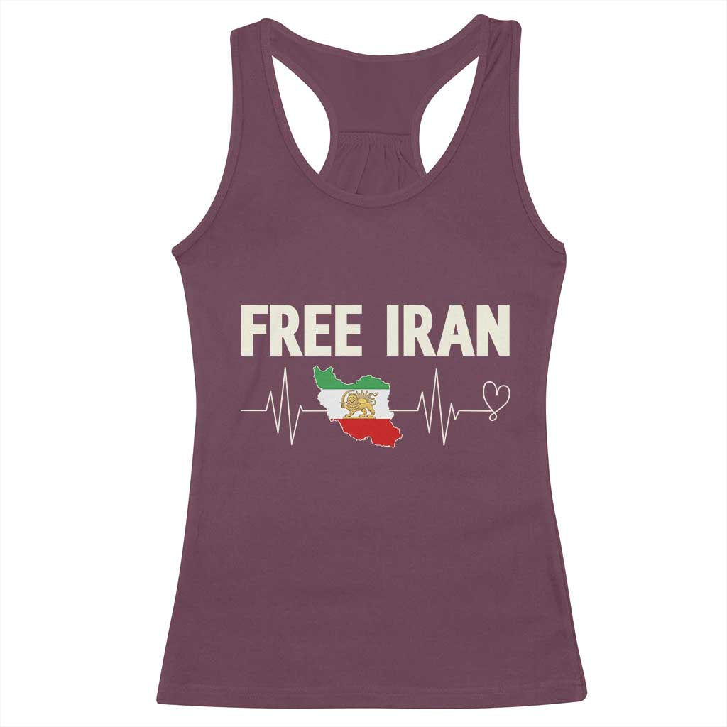 Free Iran Flag Racerback Tank Top Support Iranian Freedom TS14 Maroon Print Your Wear