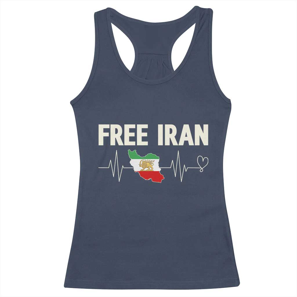 Free Iran Flag Racerback Tank Top Support Iranian Freedom TS14 Navy Print Your Wear
