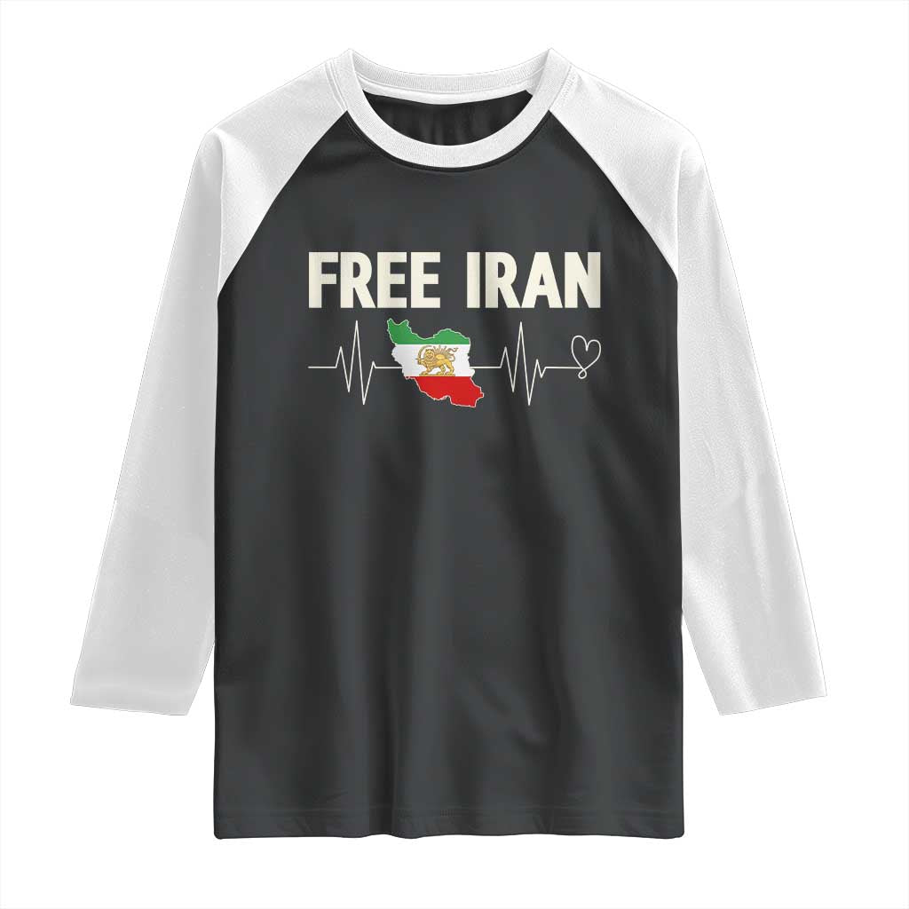 Free Iran Flag Raglan Shirt Support Iranian Freedom TS14 Black White Print Your Wear