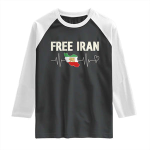 Free Iran Flag Raglan Shirt Support Iranian Freedom TS14 Black White Print Your Wear