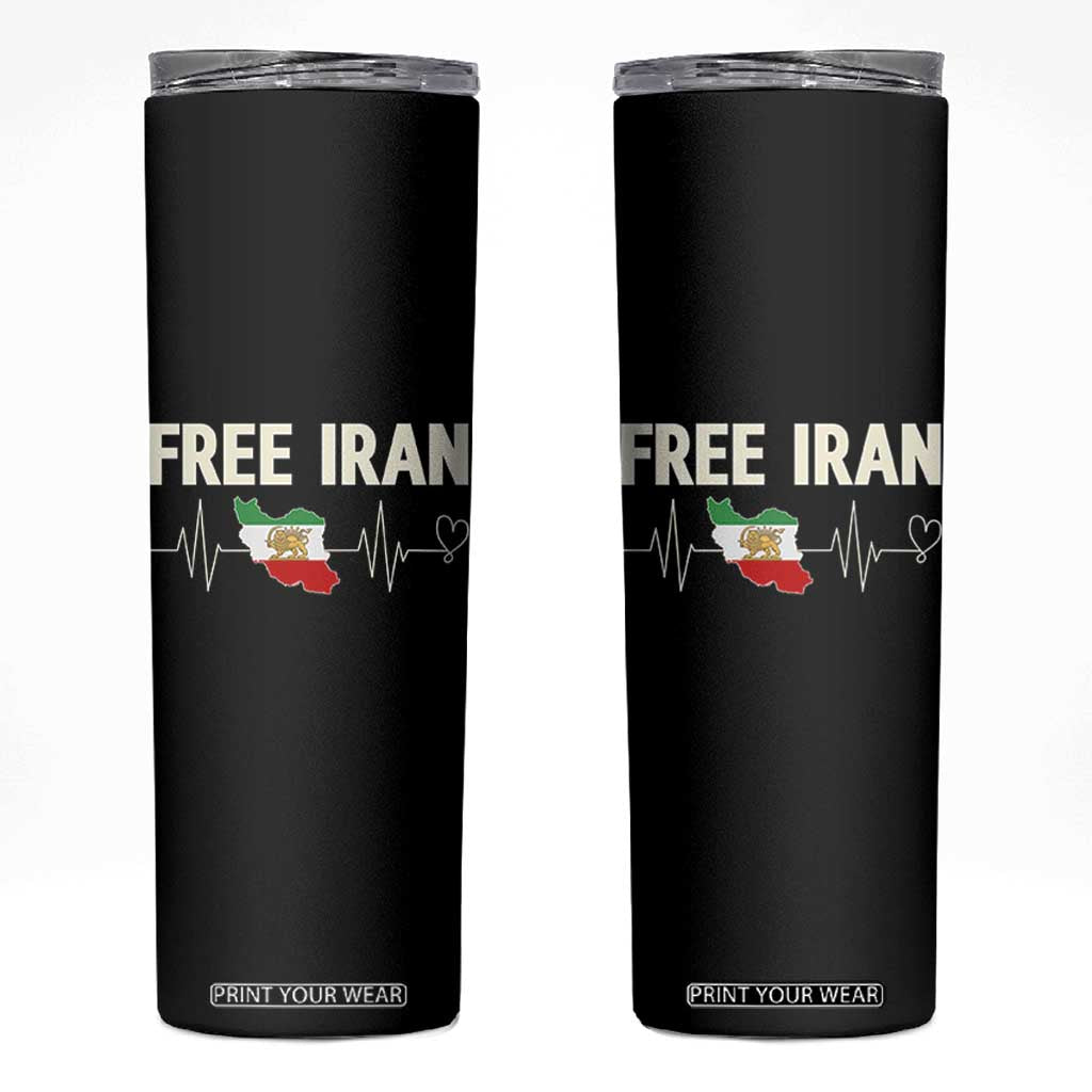 Free Iran Flag Skinny Tumbler Support Iranian Freedom TS14 Black Print Your Wear