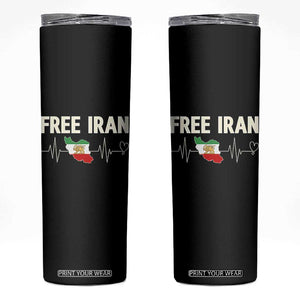 Free Iran Flag Skinny Tumbler Support Iranian Freedom TS14 Black Print Your Wear