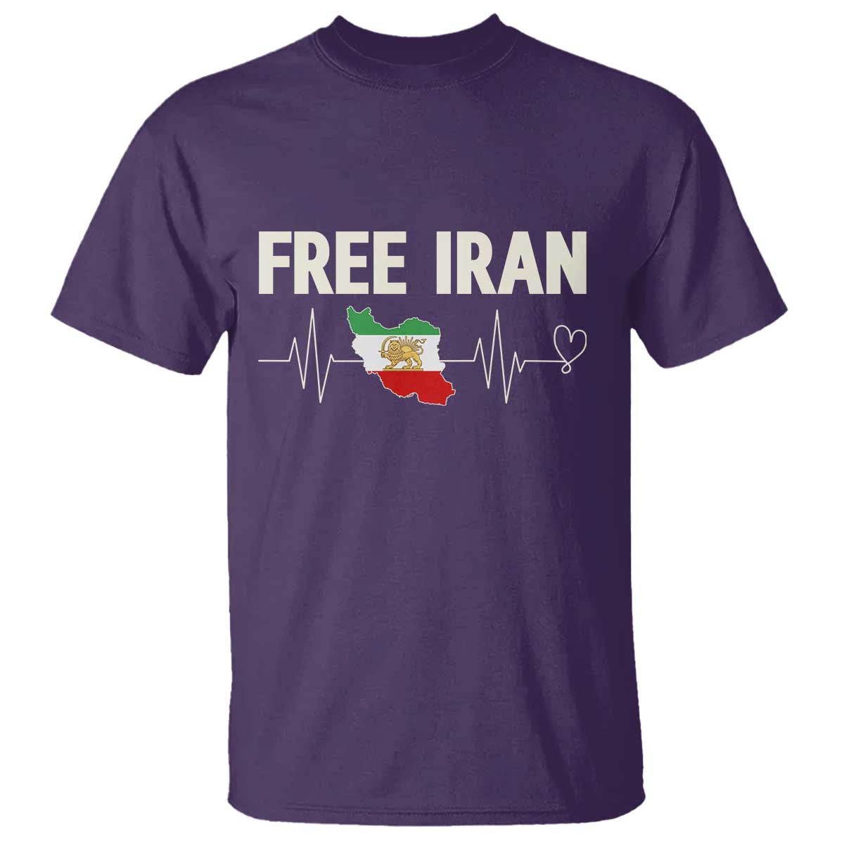 Free Iran Flag T Shirt Support Iranian Freedom TS14 Purple Print Your Wear