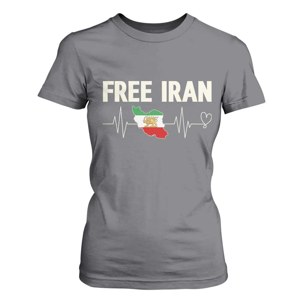 Free Iran Flag T Shirt For Women Support Iranian Freedom TS14 Charcoal Print Your Wear