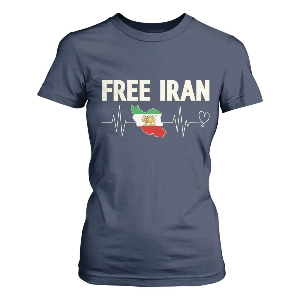 Free Iran Flag T Shirt For Women Support Iranian Freedom TS14 Navy Print Your Wear
