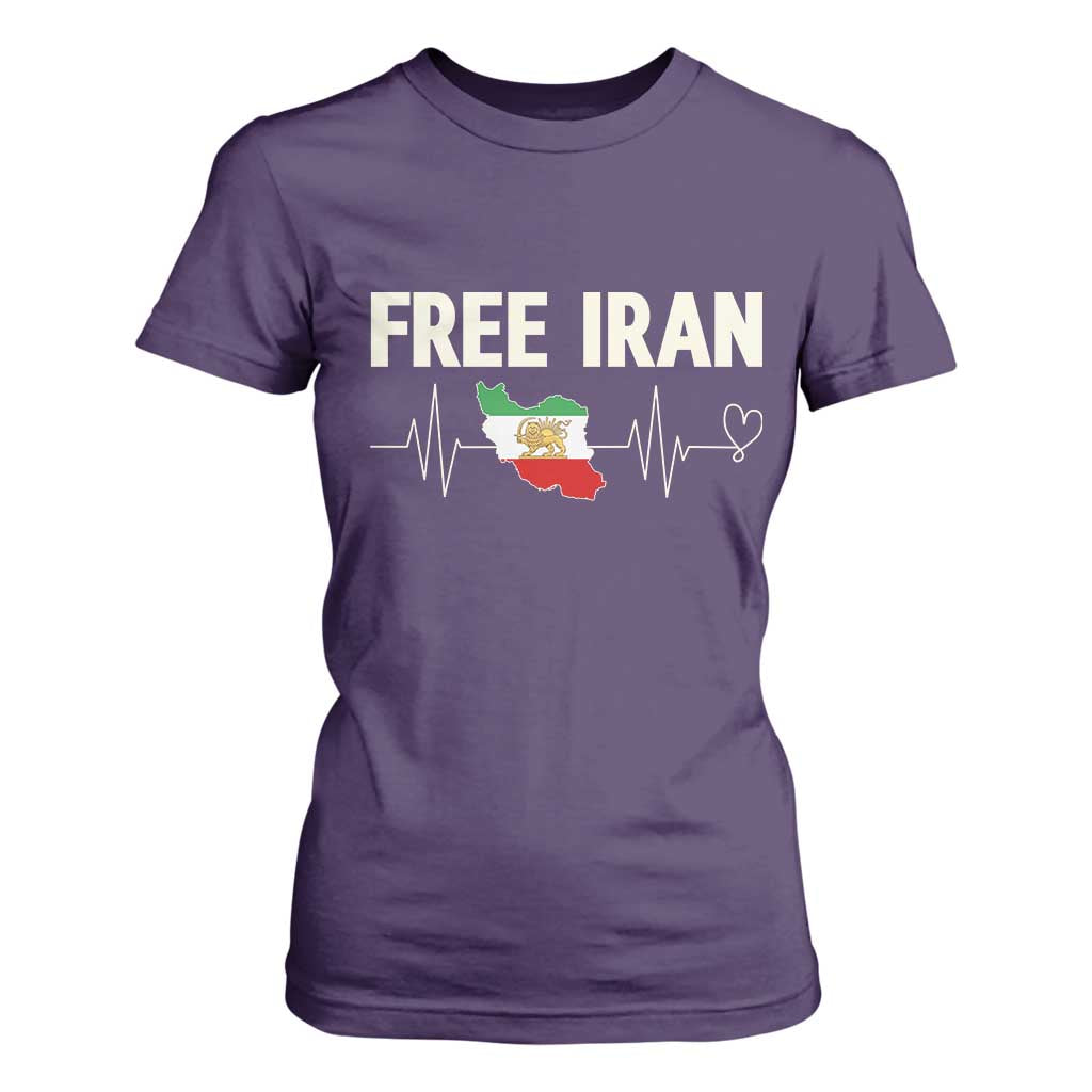 Free Iran Flag T Shirt For Women Support Iranian Freedom TS14 Purple Print Your Wear
