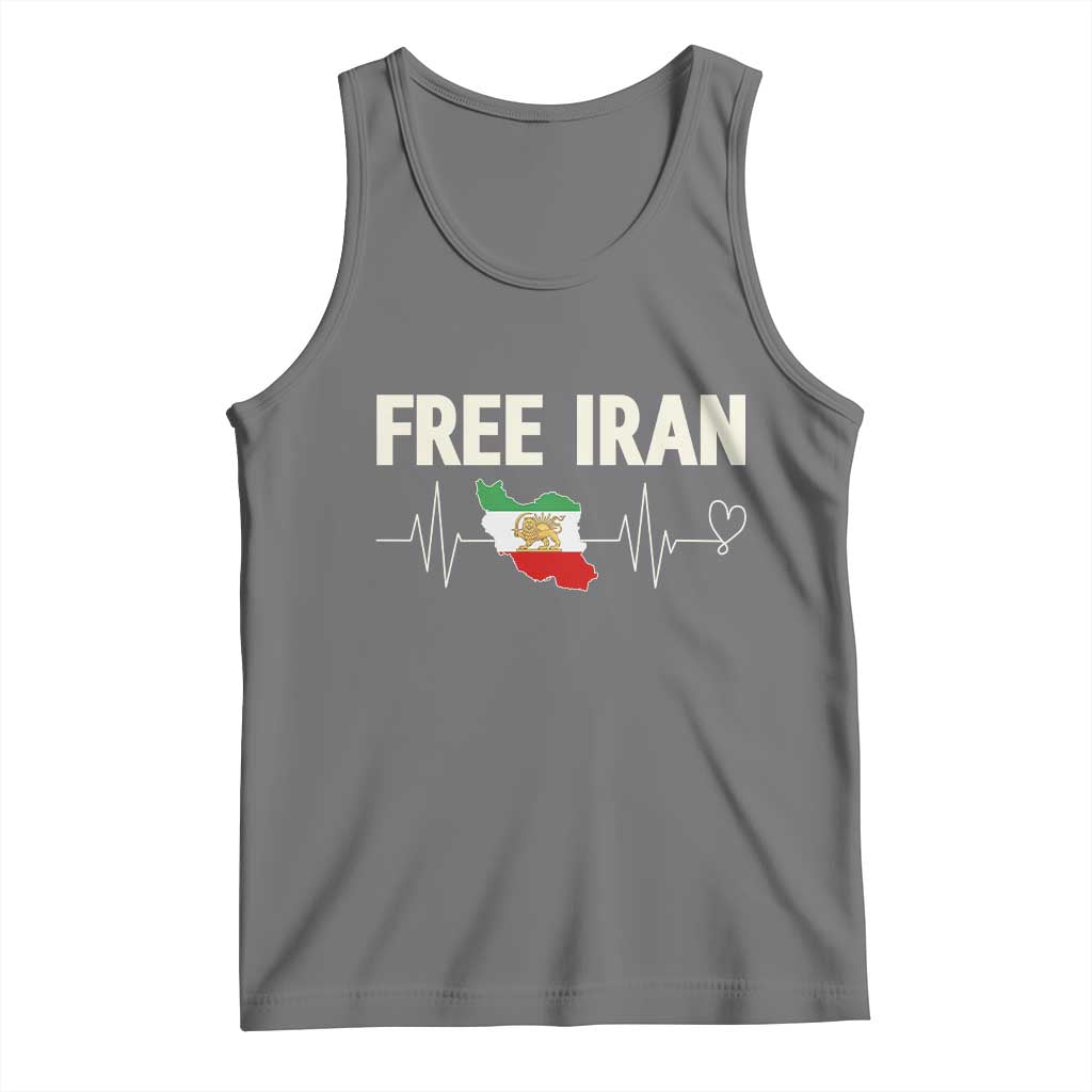 Free Iran Flag Tank Top Support Iranian Freedom TS14 Black Heather Print Your Wear