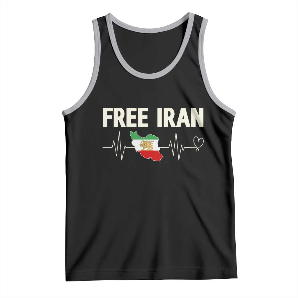 Free Iran Flag Tank Top Support Iranian Freedom TS14 Black Athletic Heather Print Your Wear