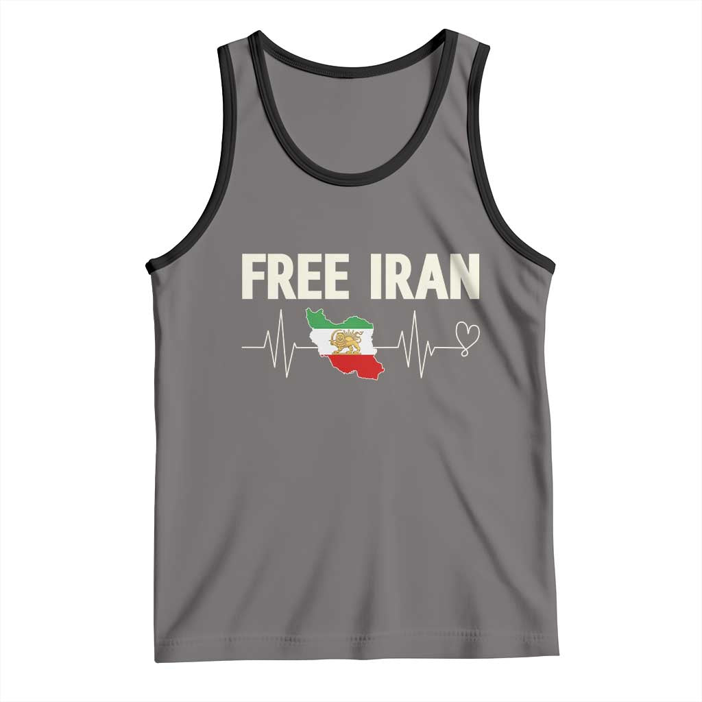 Free Iran Flag Tank Top Support Iranian Freedom TS14 Deep Heather Black Print Your Wear