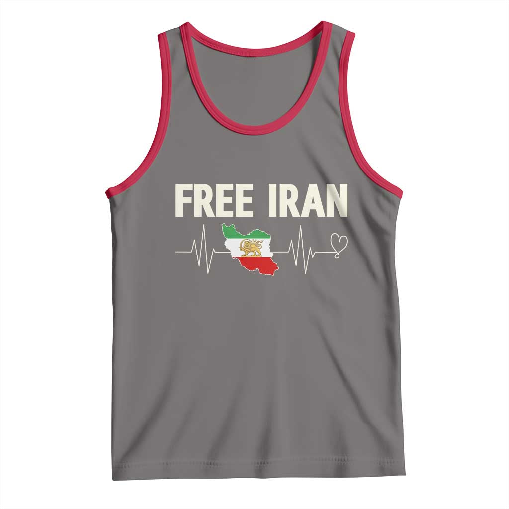Free Iran Flag Tank Top Support Iranian Freedom TS14 Deep Heather Red Print Your Wear