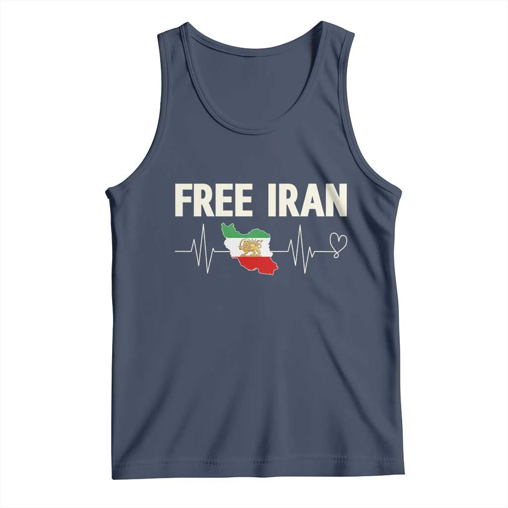 Free Iran Flag Tank Top Support Iranian Freedom TS14 Navy Print Your Wear