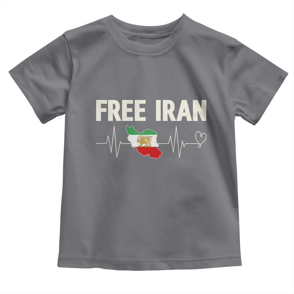 Free Iran Flag Toddler T Shirt Support Iranian Freedom TS14 Charcoal Print Your Wear