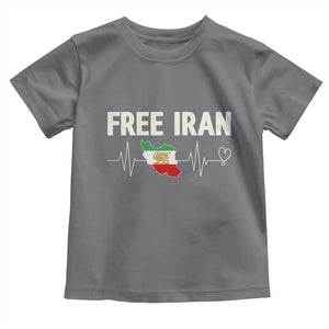 Free Iran Flag Toddler T Shirt Support Iranian Freedom TS14 Charcoal Print Your Wear