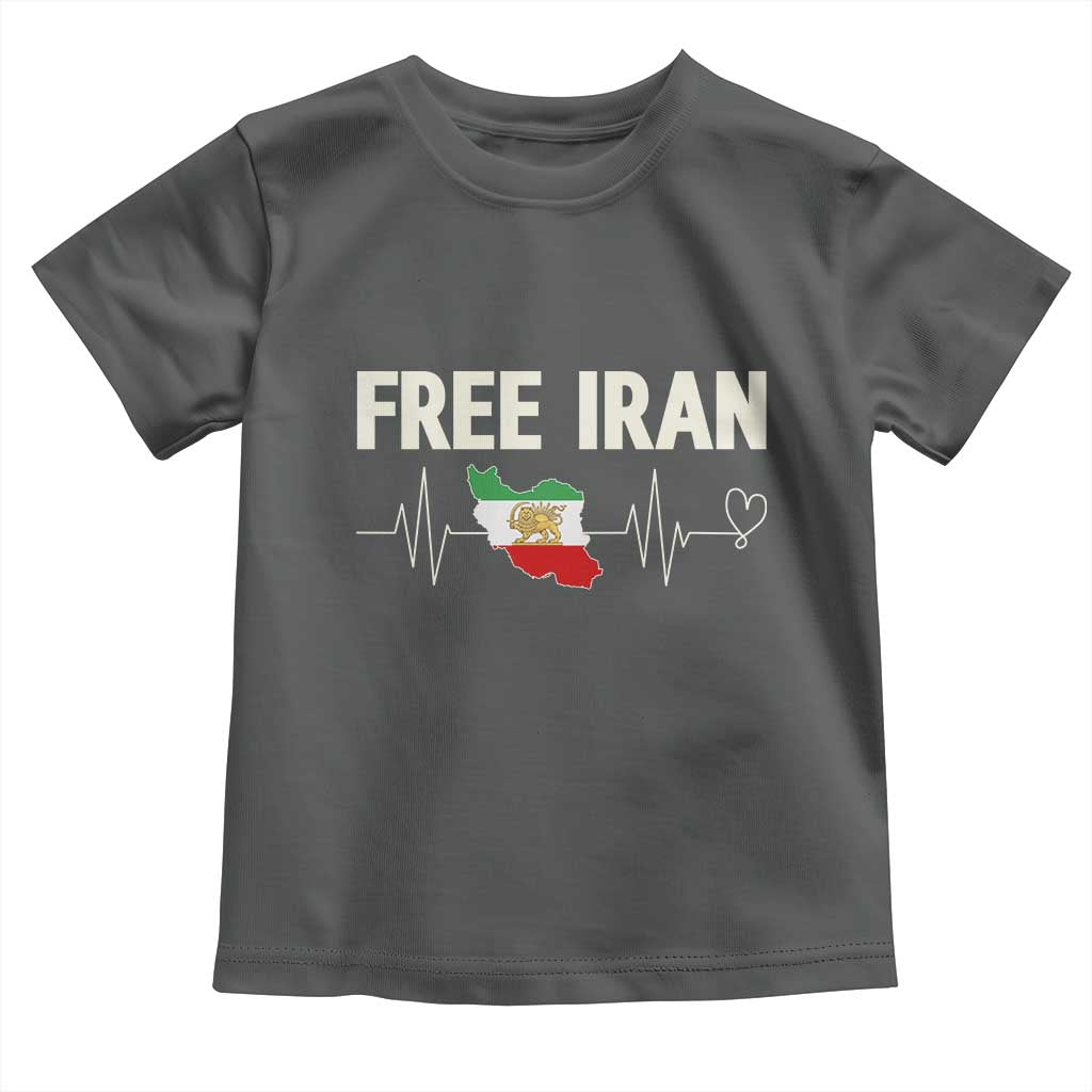 Free Iran Flag Toddler T Shirt Support Iranian Freedom TS14 Dark Heather Print Your Wear