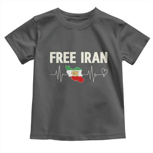 Free Iran Flag Toddler T Shirt Support Iranian Freedom TS14 Dark Heather Print Your Wear