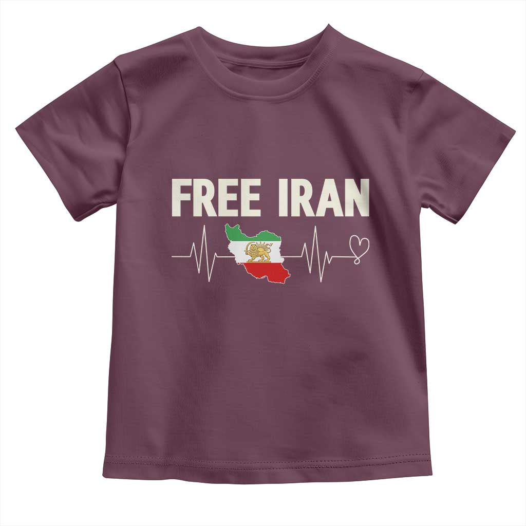 Free Iran Flag Toddler T Shirt Support Iranian Freedom TS14 Maroon Print Your Wear