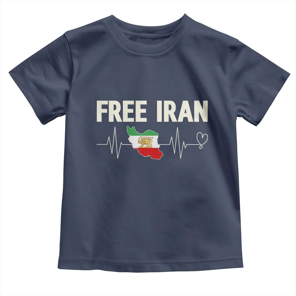Free Iran Flag Toddler T Shirt Support Iranian Freedom TS14 Navy Print Your Wear