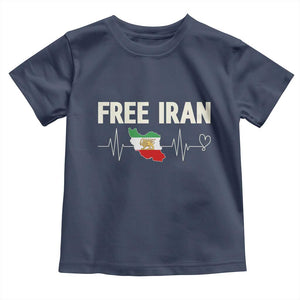 Free Iran Flag Toddler T Shirt Support Iranian Freedom TS14 Navy Print Your Wear