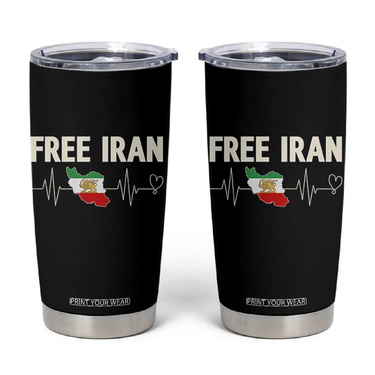 Free Iran Flag Tumbler Cup Support Iranian Freedom TS14 Black Print Your Wear