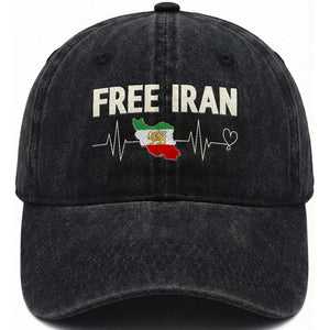 Free Iran Flag Washed Cotton Baseball Cap Support Iranian Freedom TS14 Washed Cap Universal Fit Black Print Your Wear