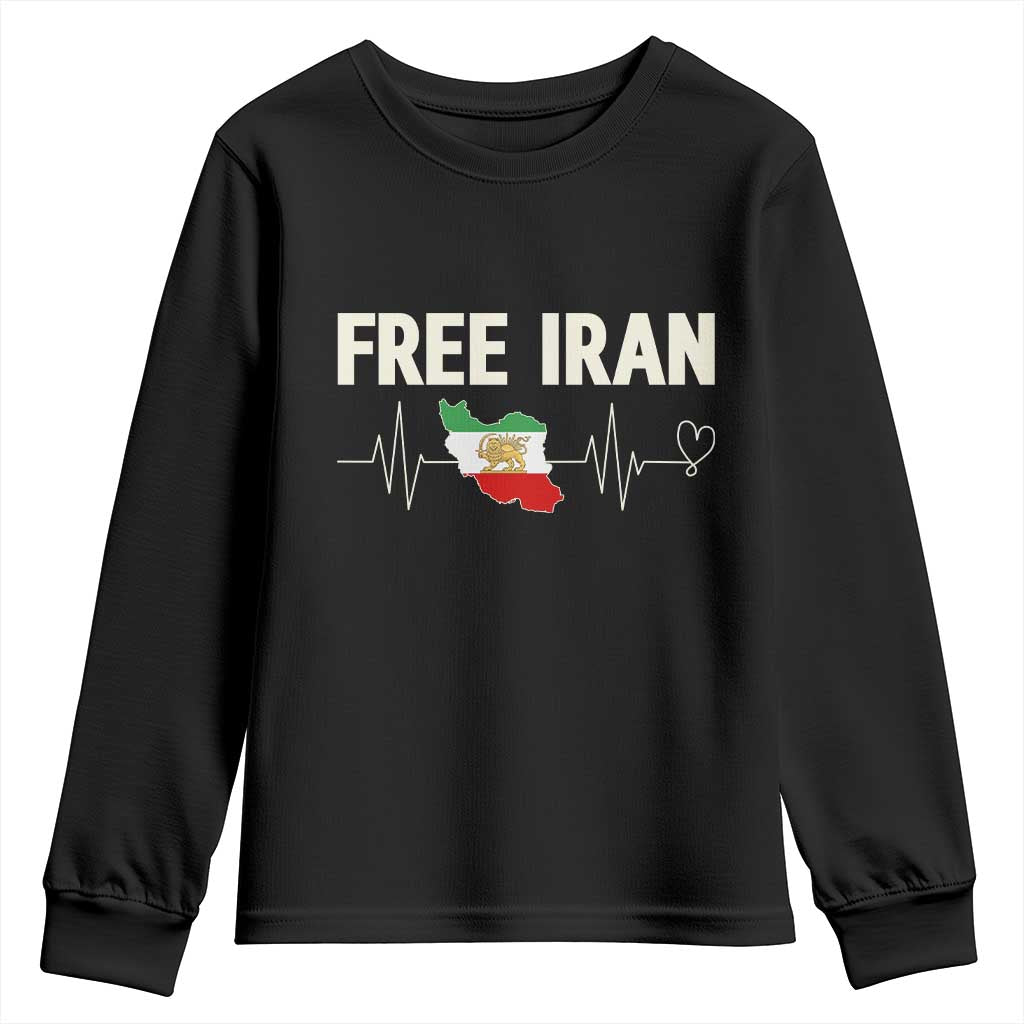 Free Iran Flag Youth Sweatshirt Support Iranian Freedom TS14 Black Print Your Wear