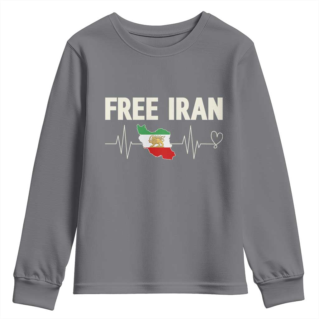 Free Iran Flag Youth Sweatshirt Support Iranian Freedom TS14 Charcoal Print Your Wear