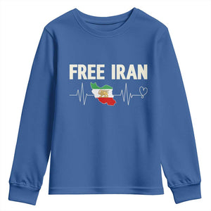 Free Iran Flag Youth Sweatshirt Support Iranian Freedom TS14 Royal Blue Print Your Wear