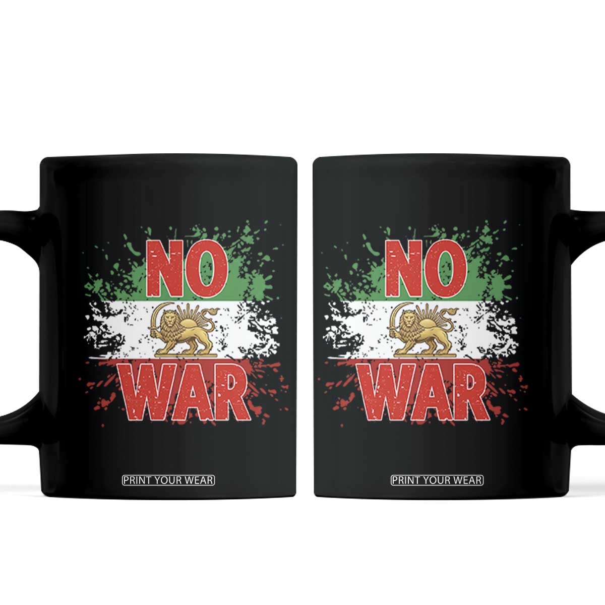 Free Iran Flag Coffee Mug No War Support Iranian Freedom TS14 Black Print Your Wear
