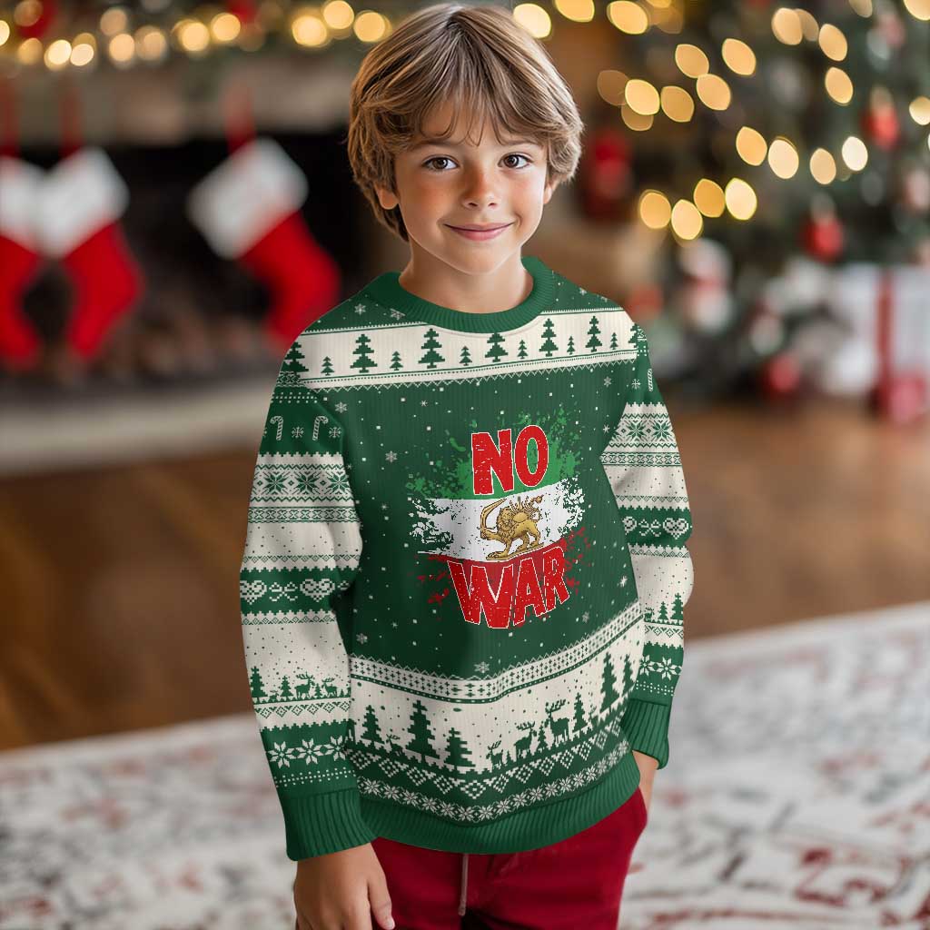 Free Iran Flag Ugly Christmas Sweater No War Support Iranian Freedom TS14 Forest Green Beige Print Your Wear