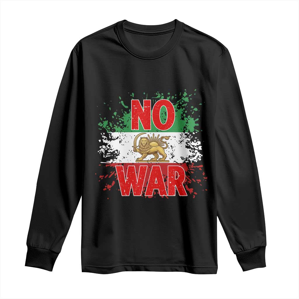 Free Iran Flag Long Sleeve Shirt No War Support Iranian Freedom TS14 Black Print Your Wear