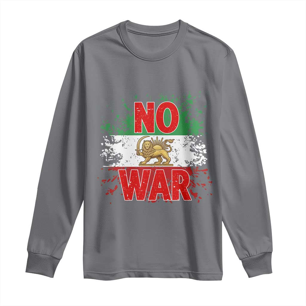 Free Iran Flag Long Sleeve Shirt No War Support Iranian Freedom TS14 Charcoal Print Your Wear
