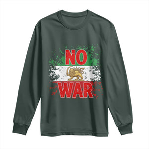 Free Iran Flag Long Sleeve Shirt No War Support Iranian Freedom TS14 Dark Forest Green Print Your Wear