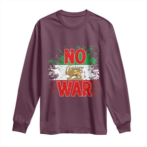 Free Iran Flag Long Sleeve Shirt No War Support Iranian Freedom TS14 Maroon Print Your Wear