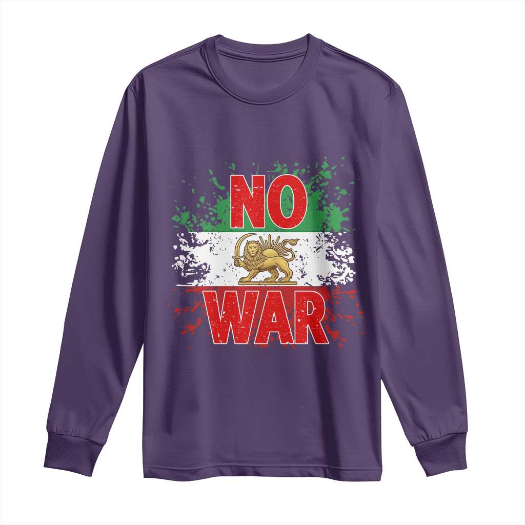 Free Iran Flag Long Sleeve Shirt No War Support Iranian Freedom TS14 Purple Print Your Wear