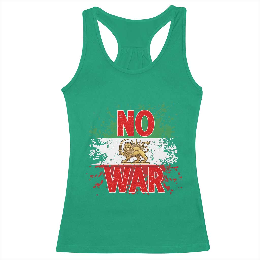 Free Iran Flag Racerback Tank Top No War Support Iranian Freedom TS14 Irish Green Print Your Wear