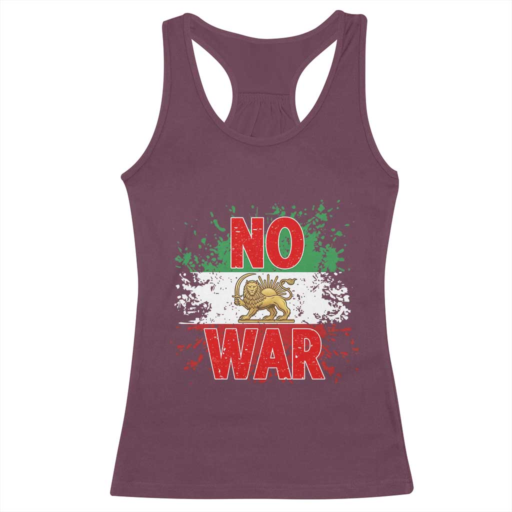 Free Iran Flag Racerback Tank Top No War Support Iranian Freedom TS14 Maroon Print Your Wear